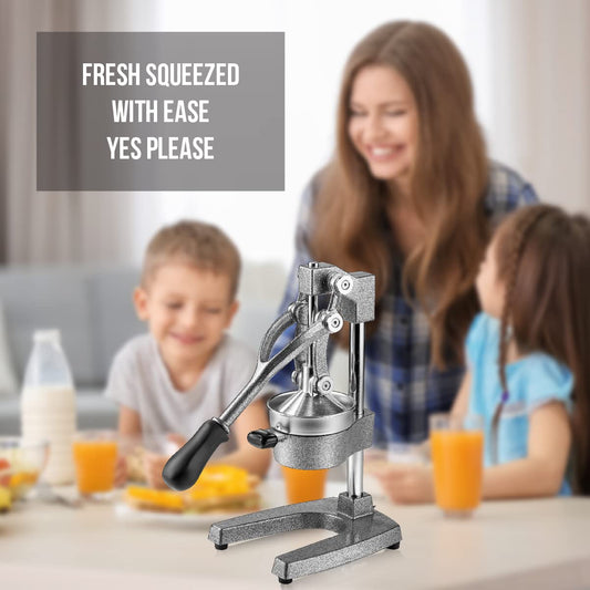 Eurolux Ultra-Premium Cast Iron Juicer | Extra-Large, Heavy Duty, Commercial Grade, Stainless Steel Manual Hand Press Citrus Squeezer For Fresh Orange Juice, Pomegranate, Lemon, and Much More (Gray)