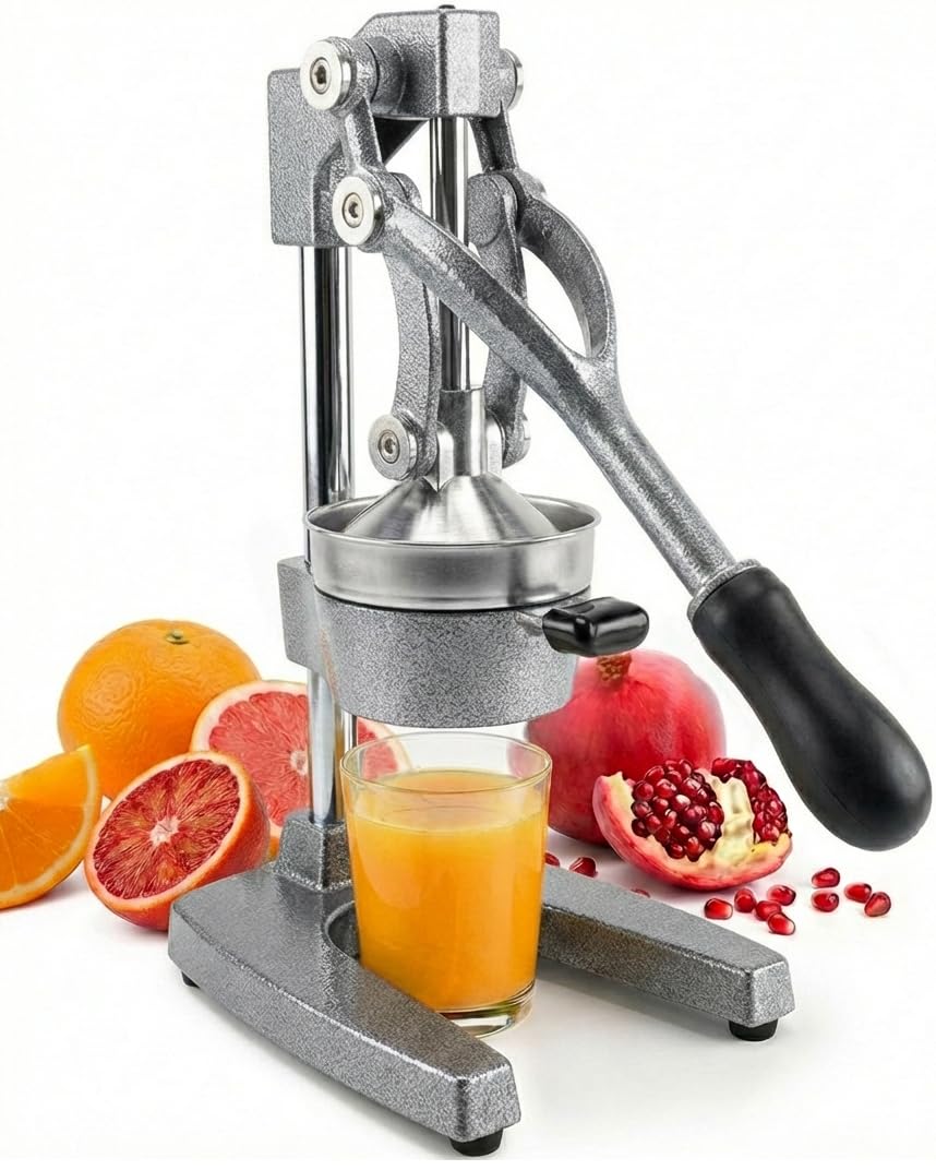 Eurolux Ultra-Premium Cast Iron Juicer | Extra-Large, Heavy Duty, Commercial Grade, Stainless Steel Manual Hand Press Citrus Squeezer For Fresh Orange Juice, Pomegranate, Lemon, and Much More (Black)