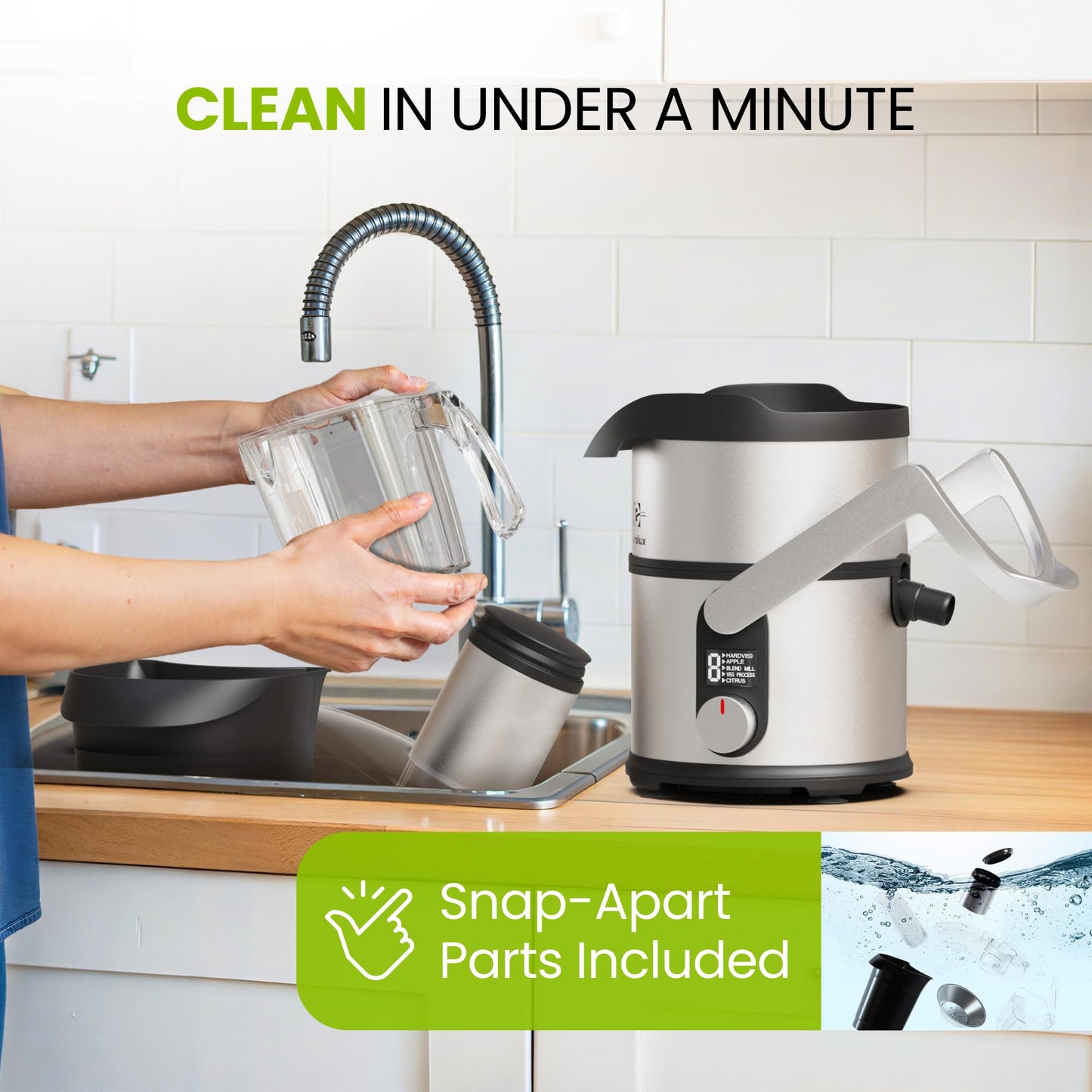 Eurolux Centrifugal Juicer Machine, Easy to Clean Juice Extractor with 3" Feed Chute for Less Cutting, Stainless Steel & BPA-Free