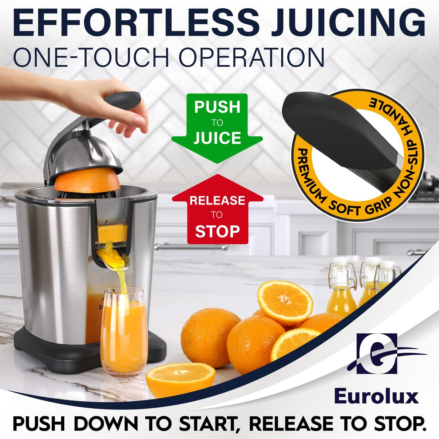 Eurolux Electric Citrus Juicer Power Pro - With 300 Watts of Power, This is The Most Powerful Juicer, for an Easy Smooth Juicing Experience | with Its New Updated Design