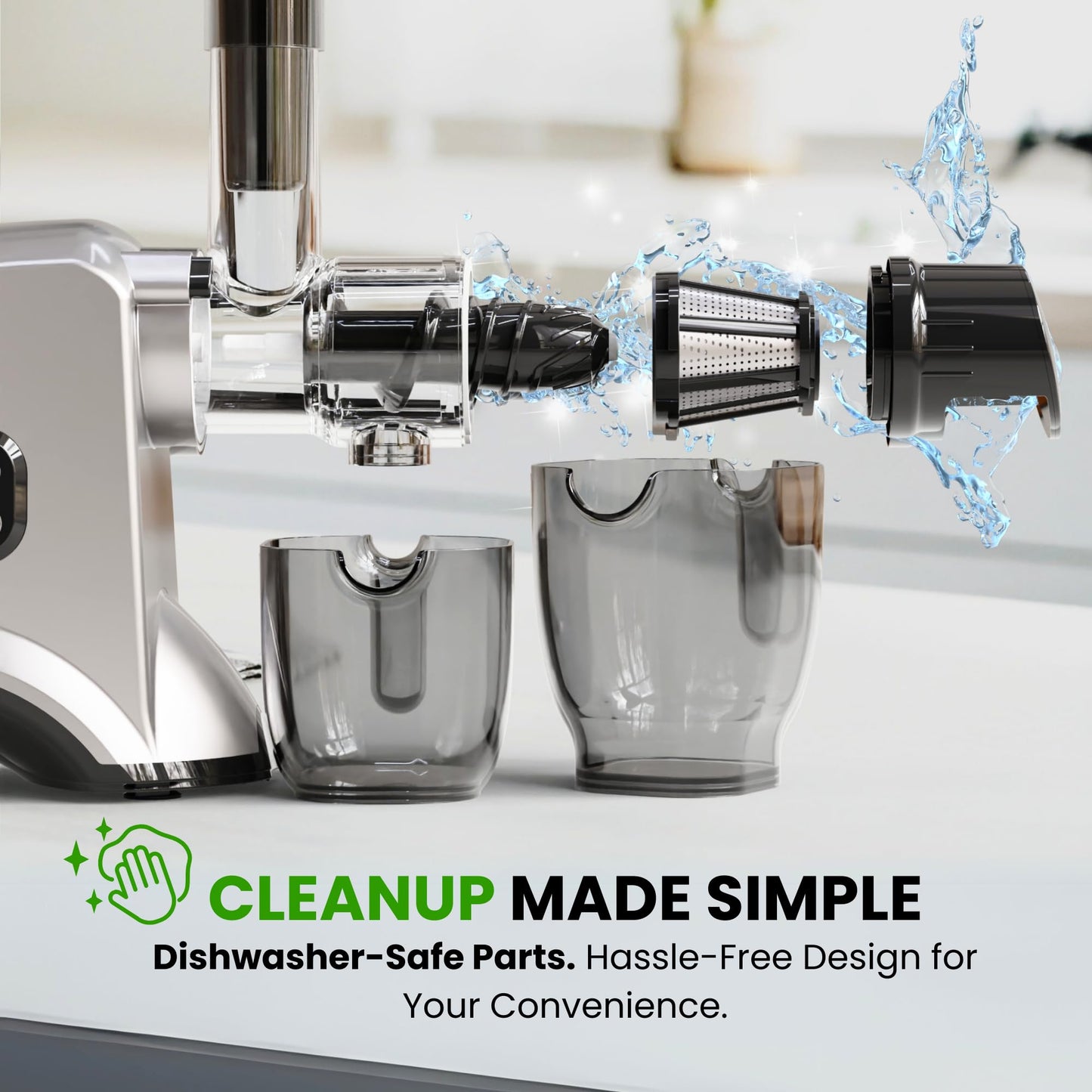 Eurolux Slow Masticating Juicer – Cold Press Machine for High-Yield Juice Extraction – Quiet & Powerful Juicer for Fruits and Vegetables – Easy to Clean, BPA-Free & Nutrient-Rich – Compact Design