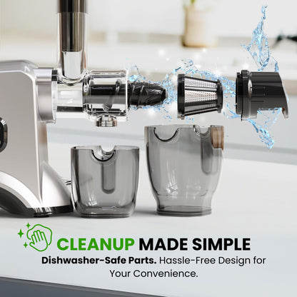 Eurolux Slow Masticating Juicer – Cold Press Machine for High-Yield Juice Extraction – Quiet & Powerful Juicer for Fruits and Vegetables – Easy to Clean, BPA-Free & Nutrient-Rich – Compact Design