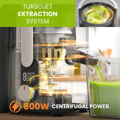 Eurolux Centrifugal Juicer Machine, Easy to Clean Juice Extractor with 3" Feed Chute for Less Cutting, Stainless Steel & BPA-Free